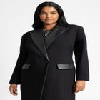 Long Coat With Faux Leather Details image number null