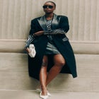 Long Coat With Faux Leather Details image number null