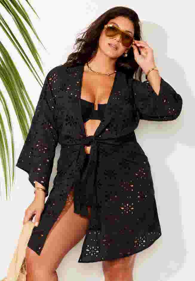 Open Front Eyelet Tunic Cover Up image number 0