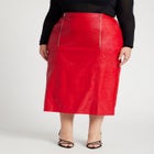 Faux Patent Leather Skirt With Zipper Detail image number null