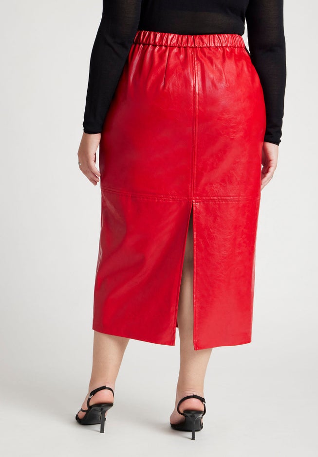 Faux Patent Leather Skirt With Zipper Detail image number 2
