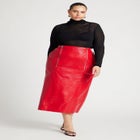 Faux Patent Leather Skirt With Zipper Detail image number null
