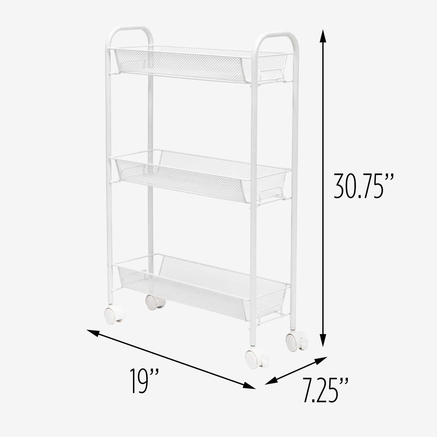 3-Basket Slim Rolling Wire Cart image number 4