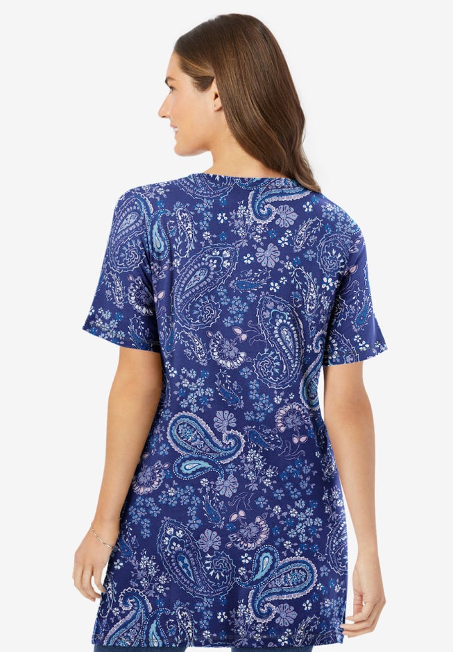 Perfect Printed Short-Sleeve V-Neck Tunic image number 1