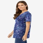 Perfect Printed Short-Sleeve V-Neck Tunic image number null