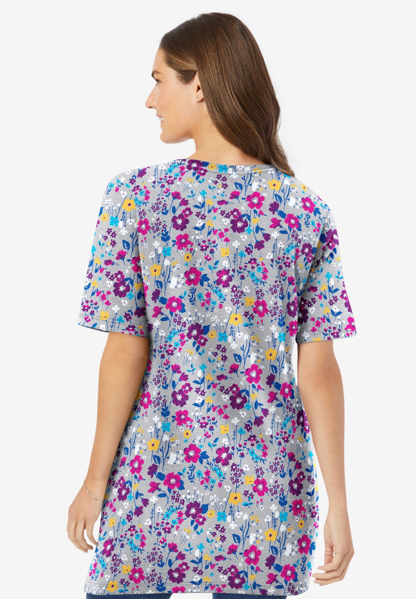 Perfect Printed Short-Sleeve V-Neck Tunic image number 1