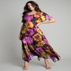 Plus Size Floral Sequin Flutter-Sleeve Gown &ndash; Handkerchief-Hem Maxi Dress image number null