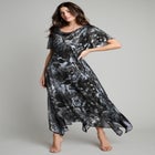 Plus Size Floral Sequin Flutter-Sleeve Gown &ndash; Handkerchief-Hem Maxi Dress image number null