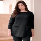 Snap Button Boatneck Soft Knit Tunic image number null