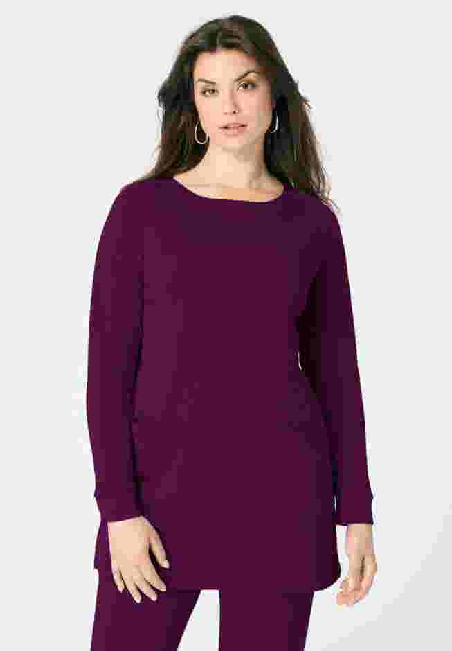Snap Button Boatneck Soft Knit Tunic image number 0