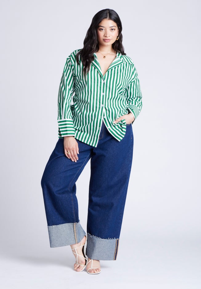 Striped Tie Back Button Up Top image number 2