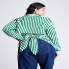 Striped Tie Back Button Up Top image number null