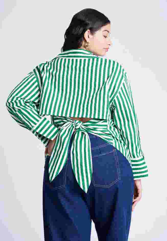 Striped Tie Back Button Up Top image number 0