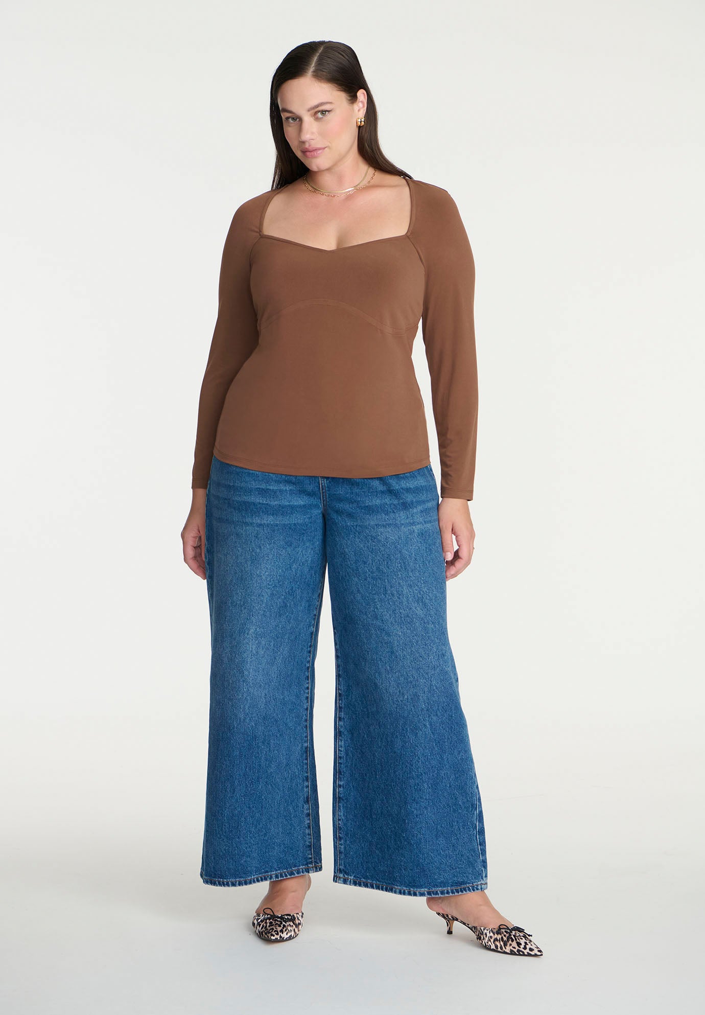 Sweetheart Neck Long Sleeve Top image number 3