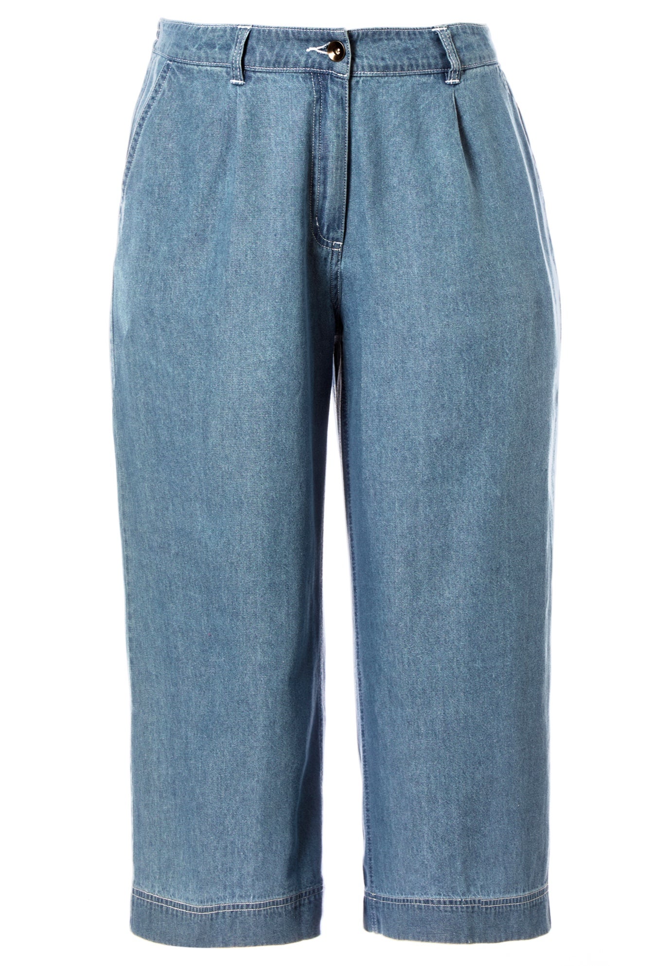 Lightweight Wide-Leg Crop Mid-Rise Elastic Waist Jeans image number 2