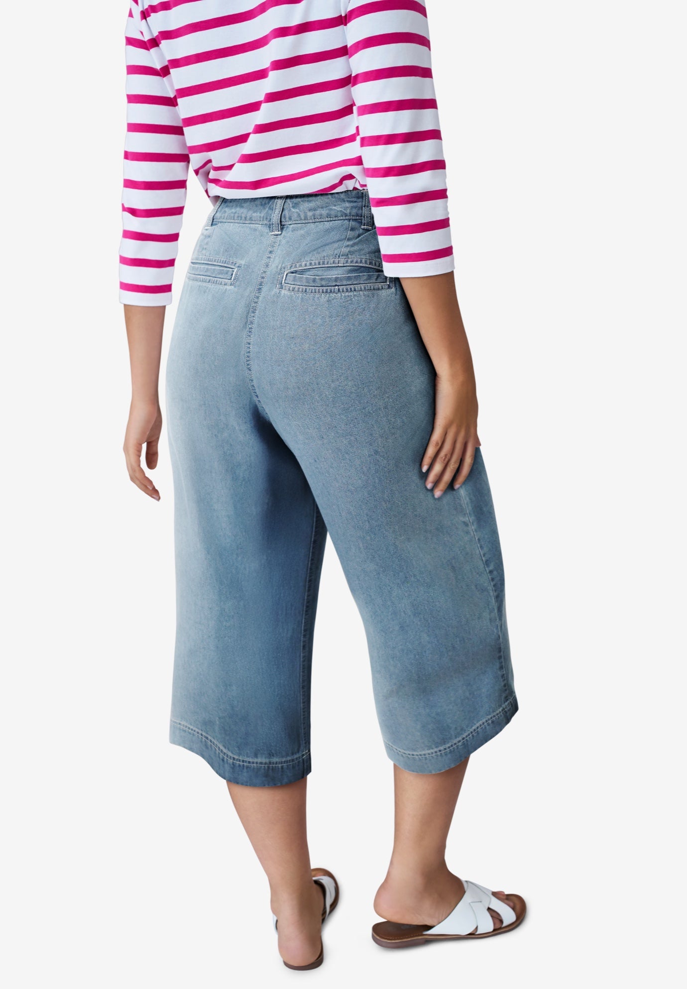 Lightweight Wide-Leg Crop Mid-Rise Jeans image number 1