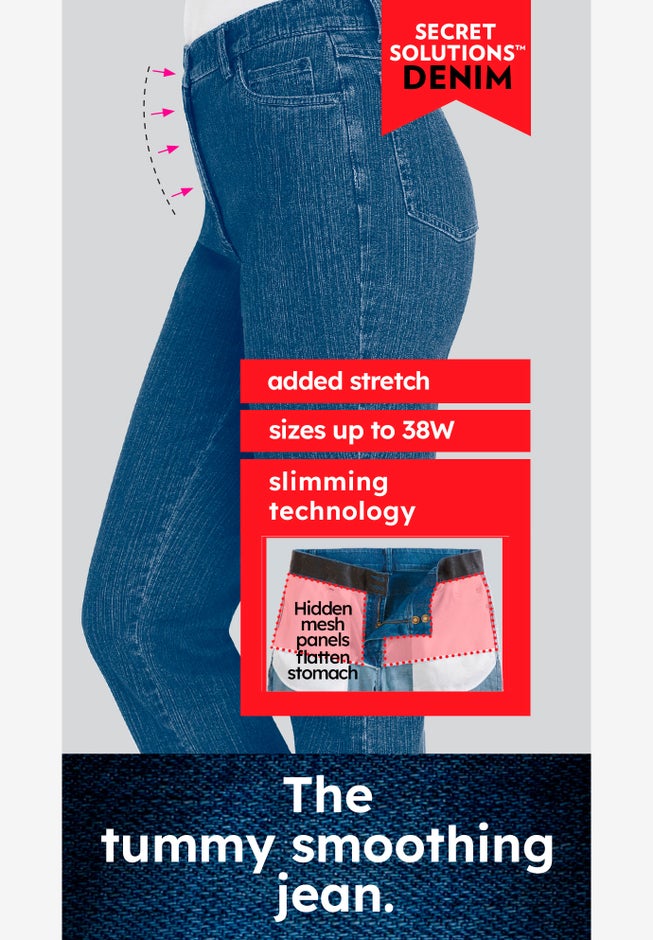 Secret Solutions&trade; Tummy Smoothing Straight-Leg Stretch Denim Jeans image number 3