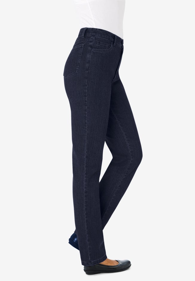 Secret Solutions&trade; Tummy Smoothing Straight-Leg Stretch Denim Jeans image number 1