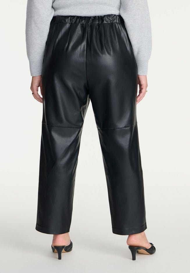 Woven Faux Leather Straight Leg Pant image number null