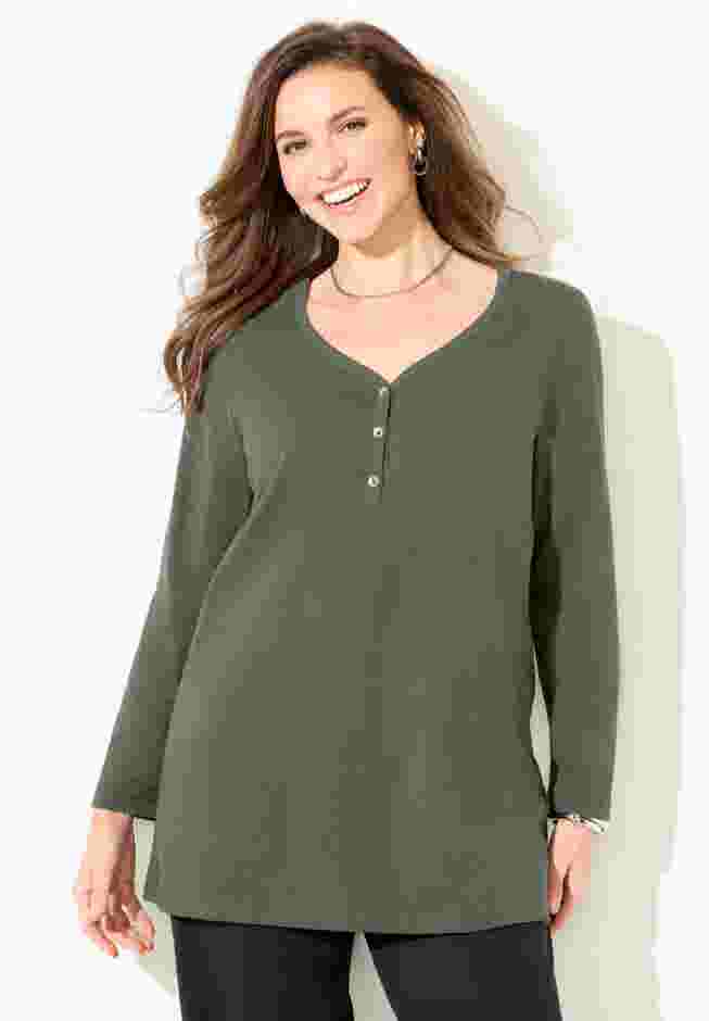 Suprema® Studio V-Neck Henley Top image number 0