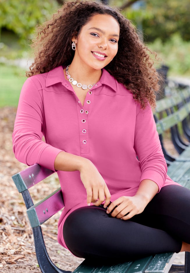 Cloud Knit French Terry Collared Tunic image number 1