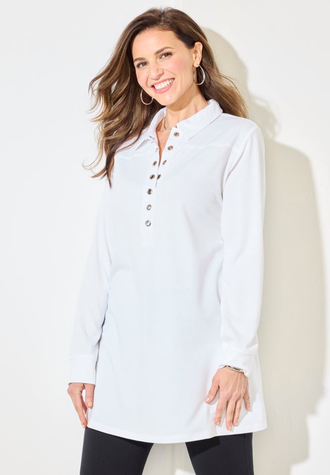 Cloud Knit French Terry Collared Tunic image number 1