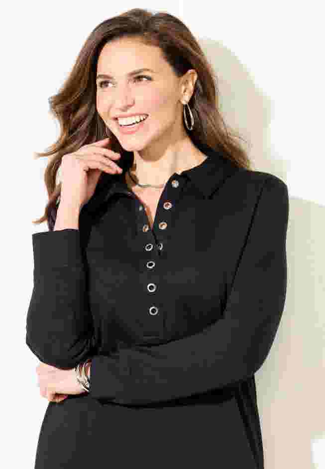 Cloud Knit French Terry Collared Tunic image number 3