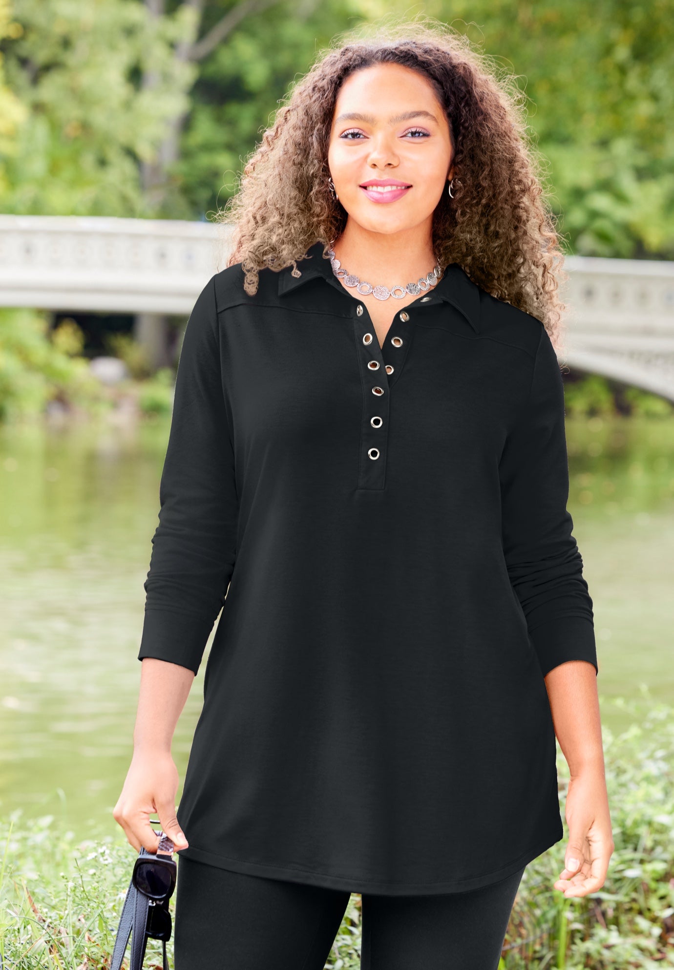 Cloud Knit French Terry Collared Tunic image number 0