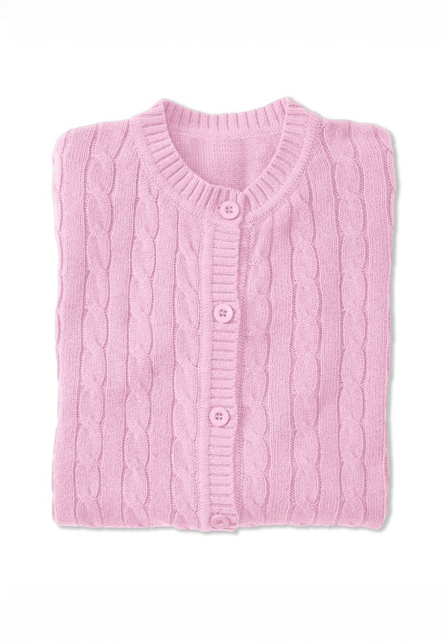 Cotton Cable Knit Cardigan Sweater image number 1