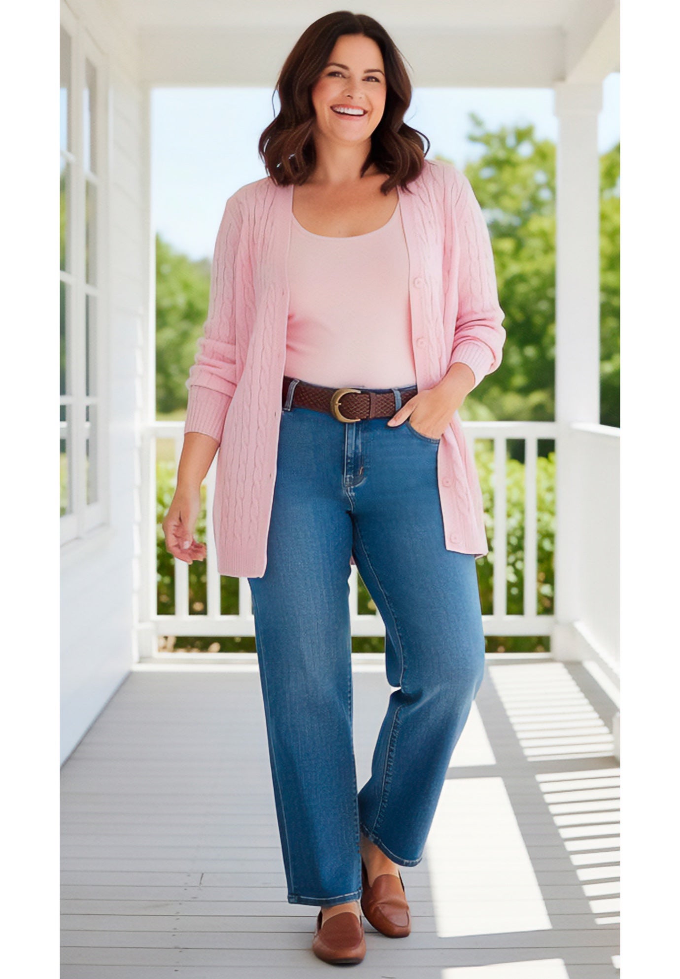 Cotton Cable Knit Cardigan Sweater image number 0