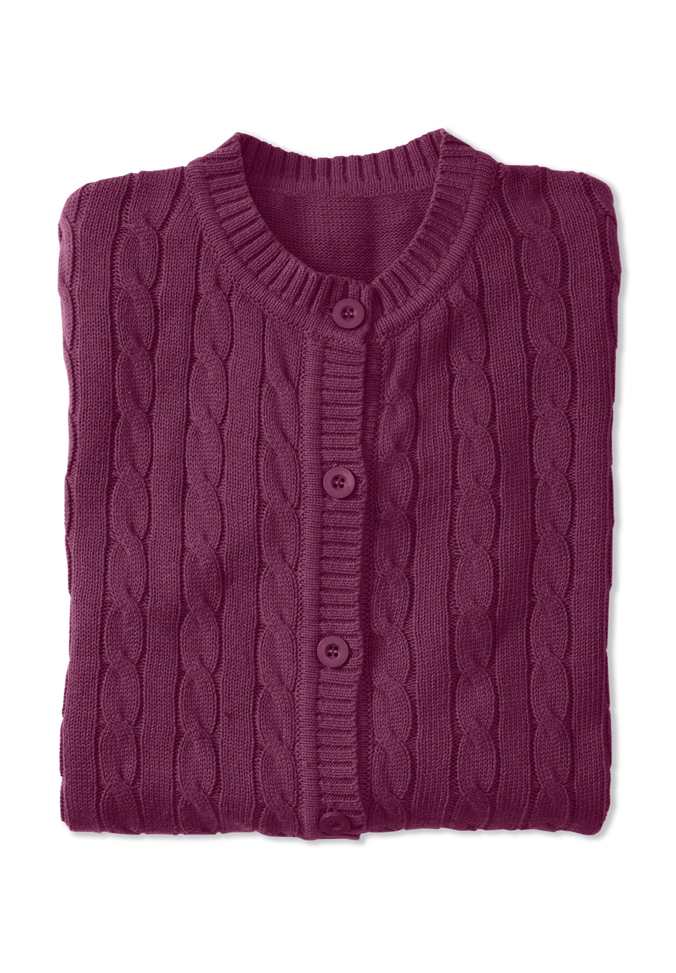 Cotton Cable Knit Cardigan Sweater image number 1