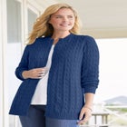 Cotton Cable Knit Cardigan Sweater image number null