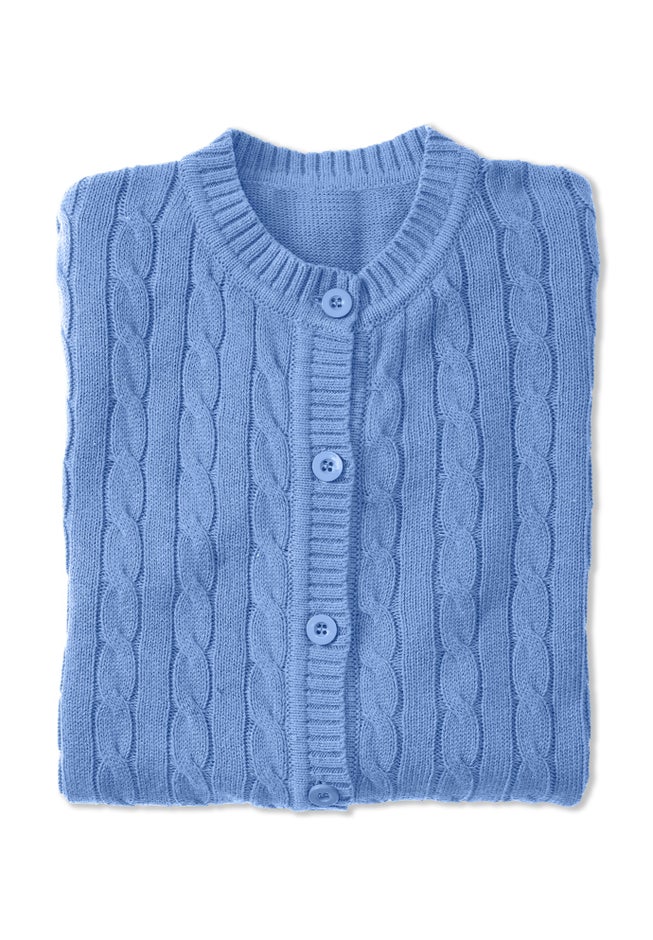 Cotton Cable Knit Cardigan Sweater image number 1