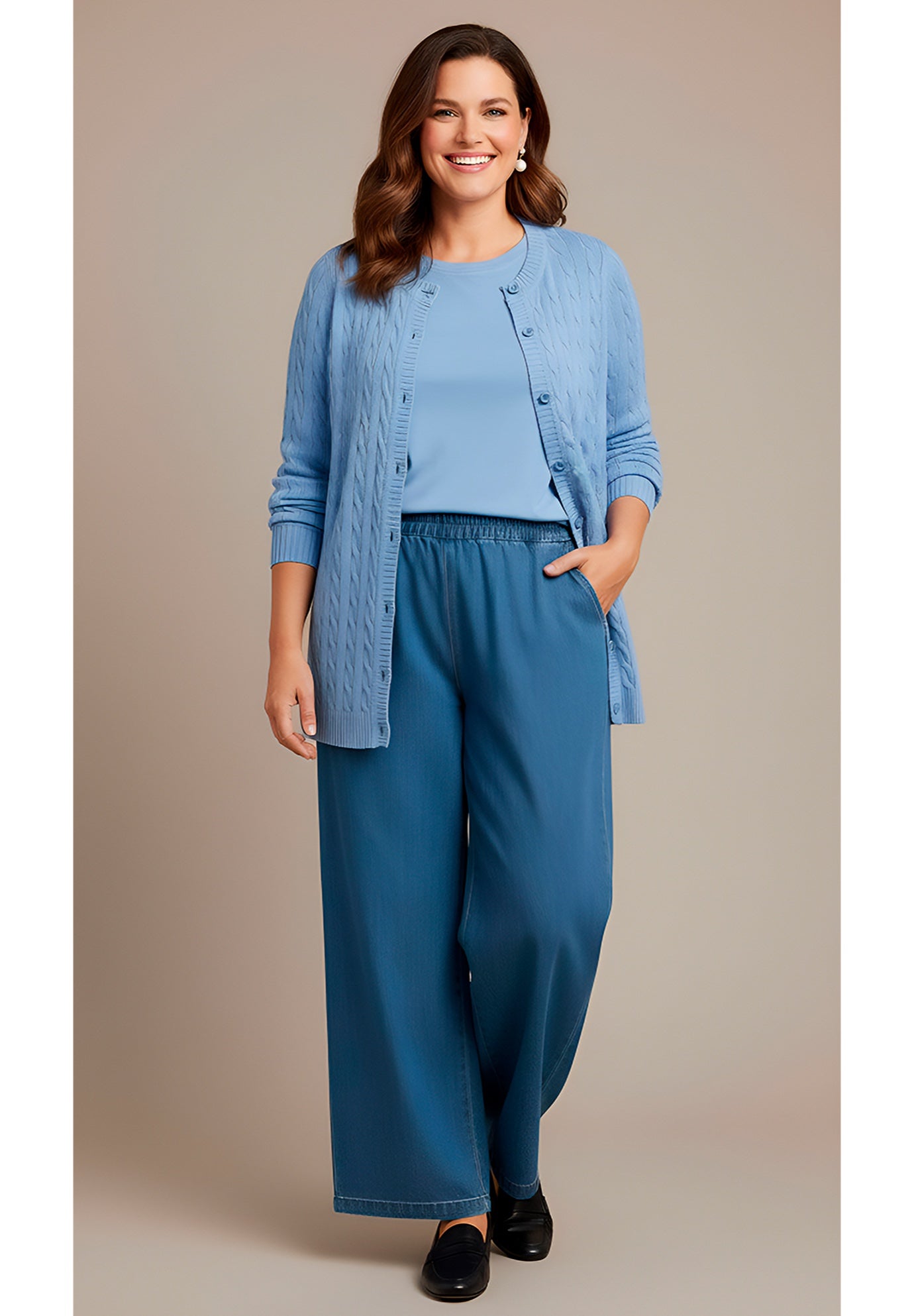 Cotton Cable Knit Cardigan Sweater image number 0