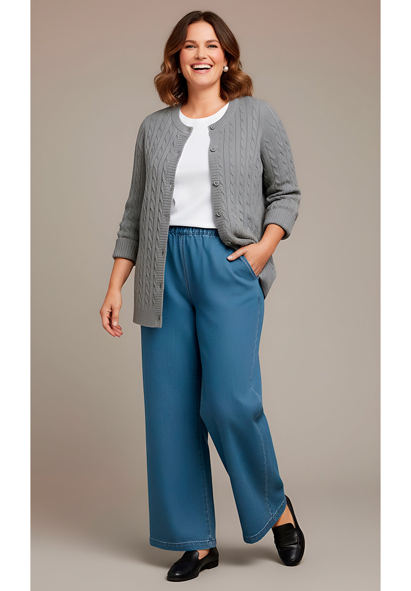 Cotton Cable Knit Cardigan Sweater image number 0