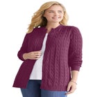 Cotton Cable Knit Cardigan Sweater image number null