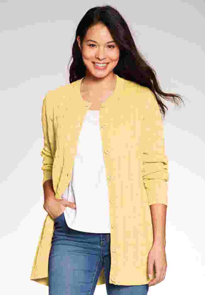 Cotton Cable Knit Cardigan Sweater image number 0