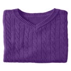 Cable Knit V-Neck Pullover Sweater image number null