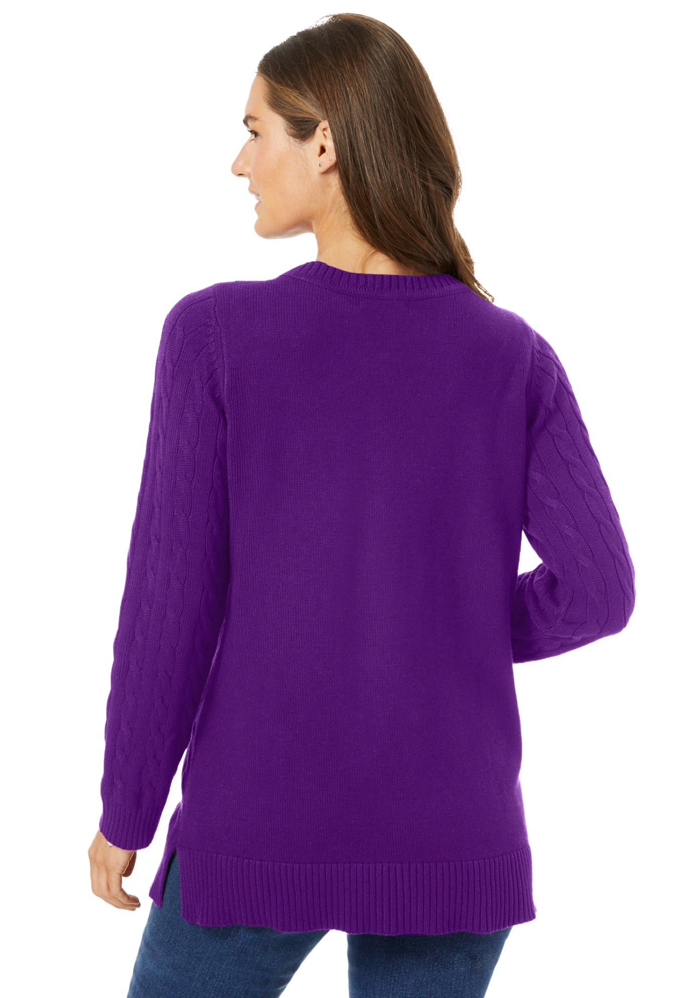 Cable Knit V-Neck Pullover Sweater image number 2