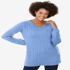 Cable Knit V-Neck Pullover Sweater image number null