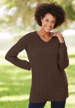 Cable Knit V-Neck Pullover Sweater