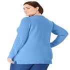 Cable Knit Pullover Crewneck Sweater image number null