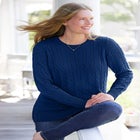 Cable Knit Pullover Crewneck Sweater image number null