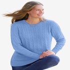 Cable Knit Pullover Crewneck Sweater image number null
