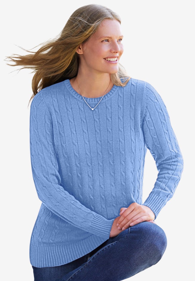 Cable Knit Pullover Crewneck Sweater image number 0