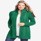 Cabled Zip-Front Cardigan image number null