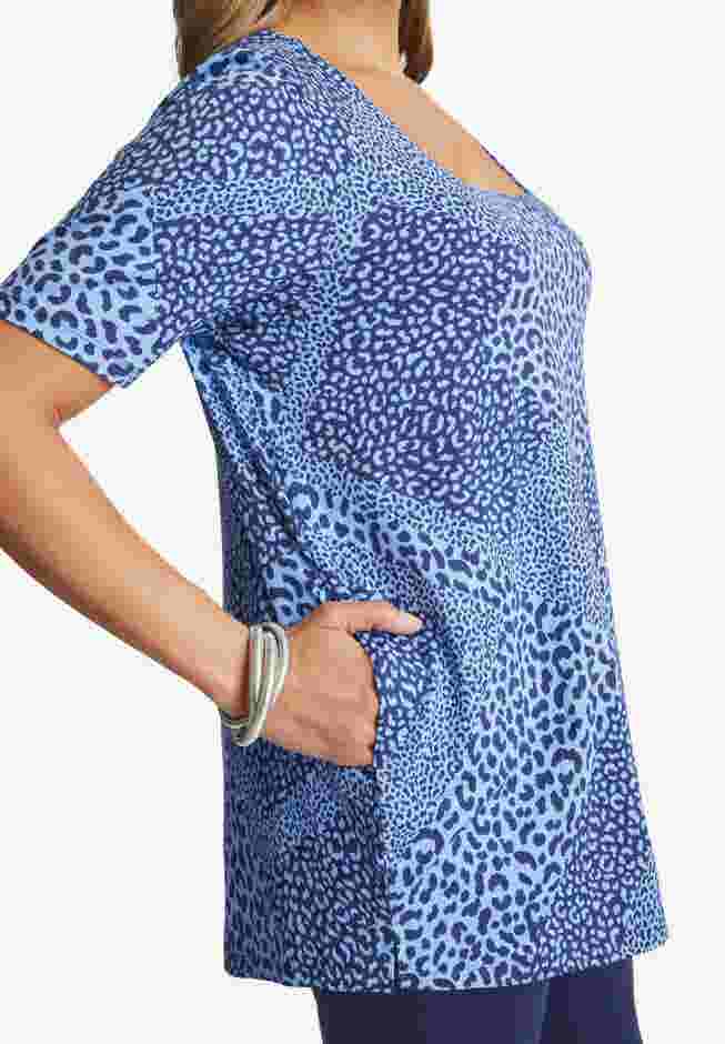 Stretch Cotton Square Neck Tunic image number 3