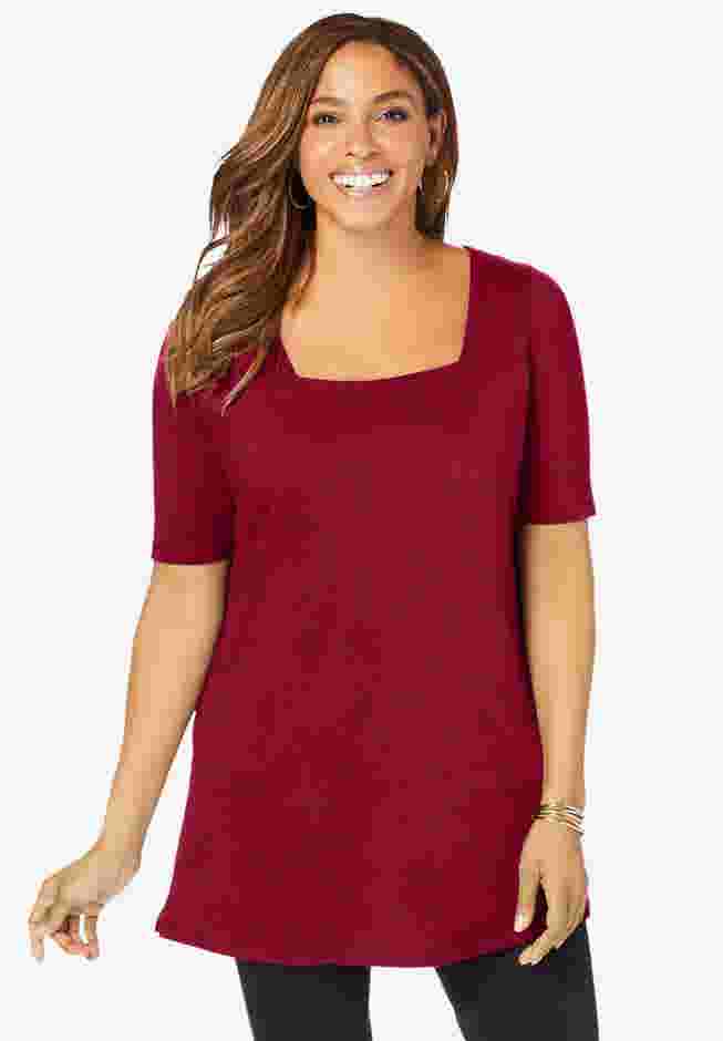 Stretch Cotton Square Neck Tunic image number 0