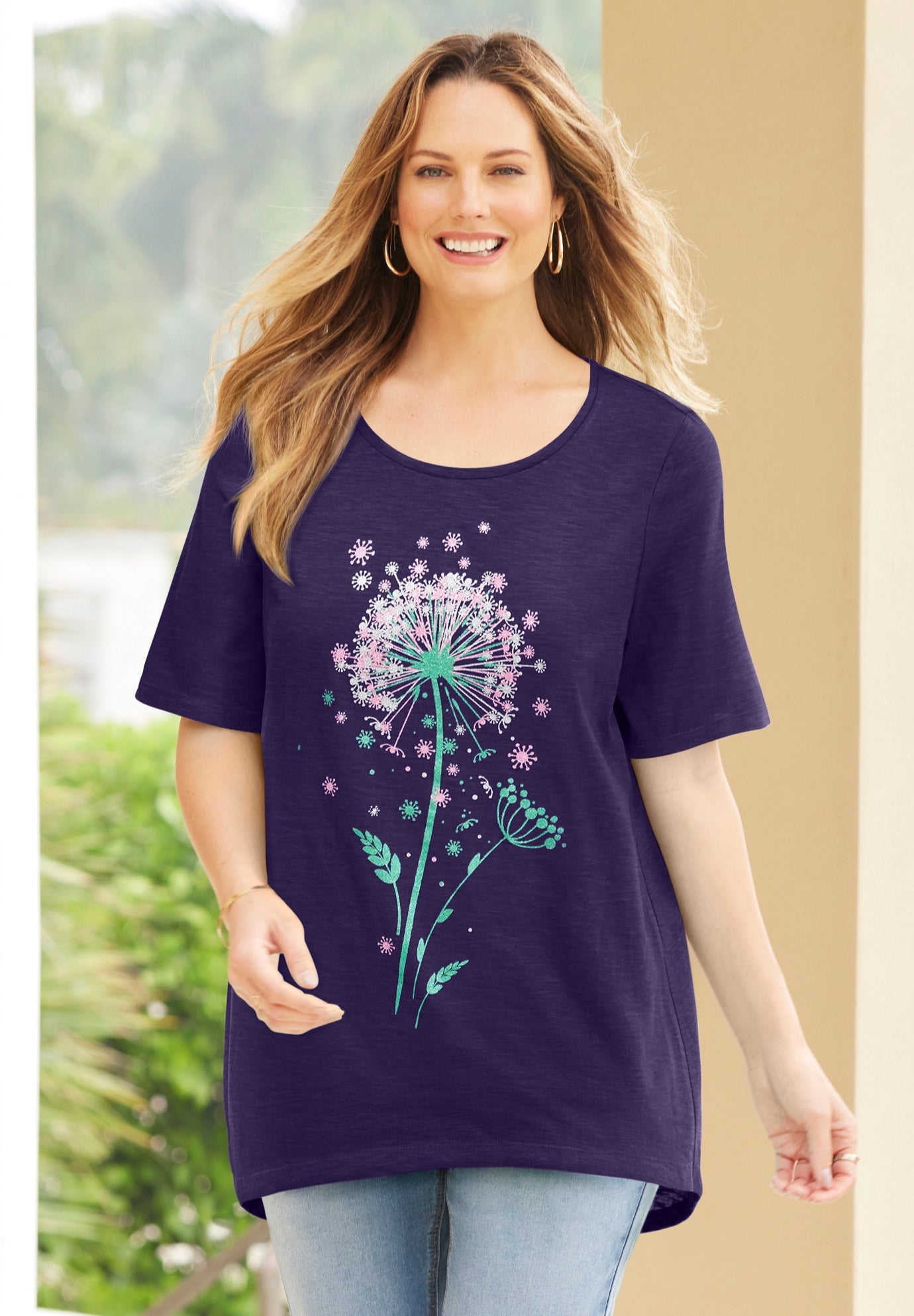 Slub Knit Sparkling Sequin Tee image number 0