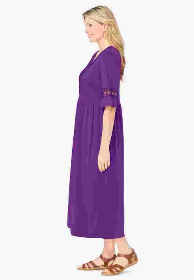 Crochet Trim Empire Knit Dress image number 2
